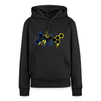 Wabe Abstrakt - Frauen Premium Bio Hoodie - Schwarz - Vorne - Julia (174cm)