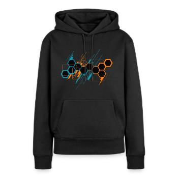 Wabe Abstrakt - Frauen Premium Bio Hoodie - Schwarz - Vorne - Julia (174cm)