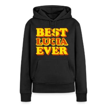 Cadeau amusant avec prénom Lucia - Sweat à capuche Premium bio Femme - noir - Devant - Julia (174cm)