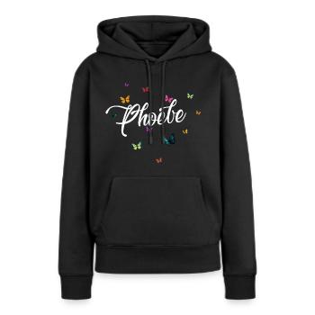PHOEBE - Mädchen Name mit bunten Schmetterlingen - Frauen Premium Bio Hoodie - Schwarz - Vorne - Julia (174cm)