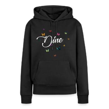 DINE - Girl's Name with Colorful Butterflies - Women’s Premium Organic Hoodie - black - Front - Julia (174cm)