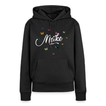 MEIKE - Mädchen Name mit bunten Schmetterlingen - Frauen Premium Bio Hoodie - Schwarz - Vorne - Julia (174cm)