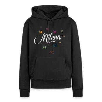 MILENA - Mädchen Name mit bunten Schmetterlingen - Frauen Premium Bio Hoodie - Schwarz - Vorne - Julia (174cm)