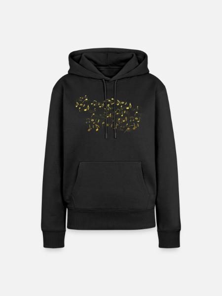 Musiknoten - Frauen Premium Bio Hoodie - Schwarz