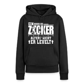 Ein Zocker altert nicht er levelt-Gamer Geek - Frauen Premium Bio Hoodie - Schwarz - Vorne - Julia (174cm)