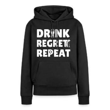 Drink Regret Repeat - Sweat à capuche Premium bio Femme - noir - Devant - Julia (174cm)
