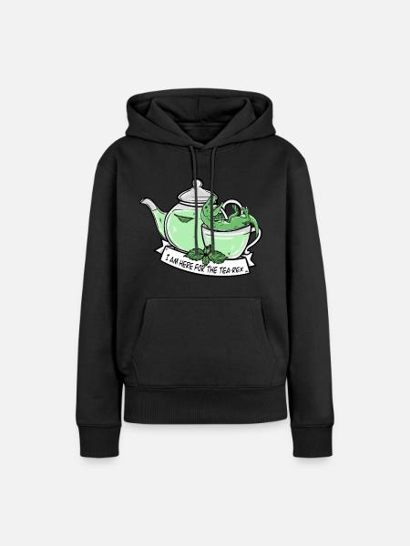 Lustiger Tee Dino - Frauen Premium Bio Hoodie - Schwarz