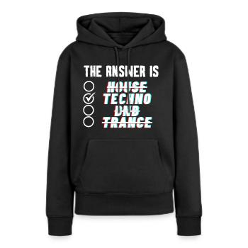 The Answer is TECHNO - Sweat à capuche Premium bio Femme - noir - Devant - Julia (174cm)