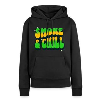 Smoke & chill retro - Frauen Premium Bio Hoodie - Schwarz - Vorne - Julia (174cm)