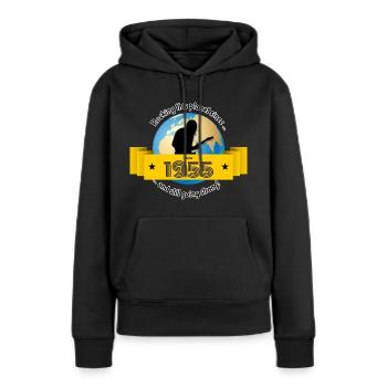 70. Geburtstag Rocking this planet since 06/1955 - Frauen Premium Bio Hoodie - Schwarz - Vorne - Julia (174cm)