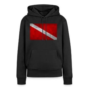TAUCHERFLAGGE USED LOOK VINTAGE - Frauen Premium Bio Hoodie - Schwarz - Vorne - Julia (174cm)