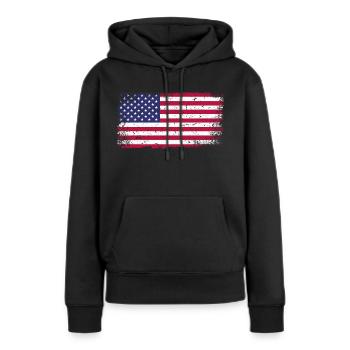 drapeau des Etats Unis - Sweat à capuche Premium bio Femme - noir - Devant - Julia (174cm)