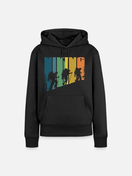 HIKING - Frauen Premium Bio Hoodie - Schwarz