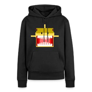Requin PixelArt - Sweat à capuche Premium bio Femme - noir - Devant - Julia (174cm)