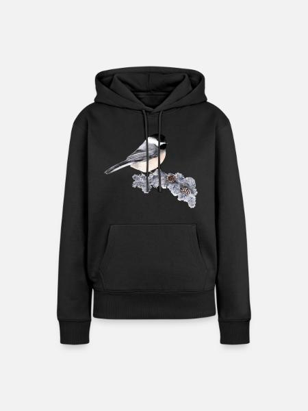 Vogel auf Ast - Frauen Premium Bio Hoodie - Schwarz