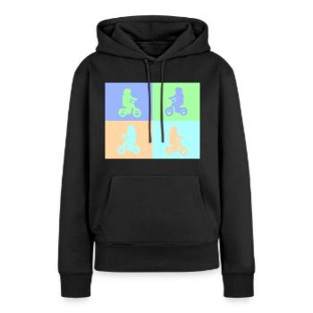 Junior Biker Pop Art pastel - Sweat à capuche Premium bio Femme - noir - Devant - Julia (174cm)