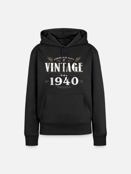 84 Anni Annata 1940 Edizione Limitata 84 - Felpa con cappuccio ecologica premium da donna - nero