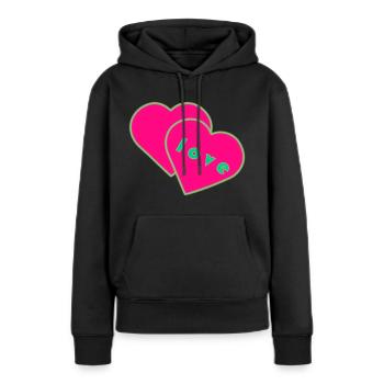 cœurs d’amour - Sweat à capuche Premium bio Femme - noir - Devant - Julia (174cm)