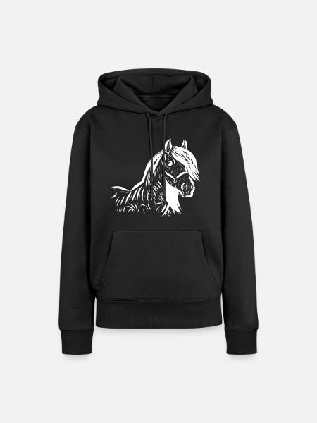Pferd - Frauen Premium Bio Hoodie - Schwarz