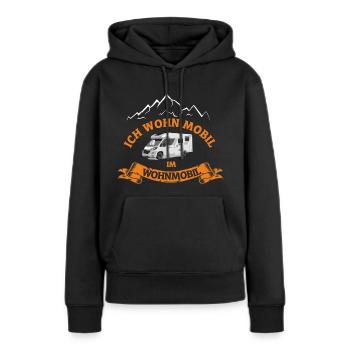 Ich wohn mobil im Wohnmobil - Frauen Premium Bio Hoodie - Schwarz - Vorne - Julia (174cm)