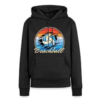 Beachball Ocean vintage ball multi couleur B-Day gif - Sweat à capuche Premium bio Femme - noir - Devant - Julia (174cm)