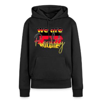 Wir sind Realität - Brandenburger Tor - Frauen Premium Bio Hoodie - Schwarz - Vorne - Julia (174cm)