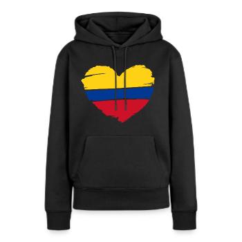 Corazon Colombie - Sweat à capuche Premium bio Femme - noir - Devant - Julia (174cm)