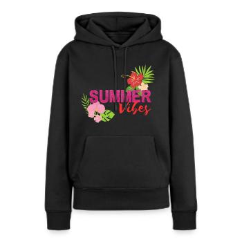 Summer Vibes - Frauen Premium Bio Hoodie - Schwarz - Vorne - Julia (174cm)