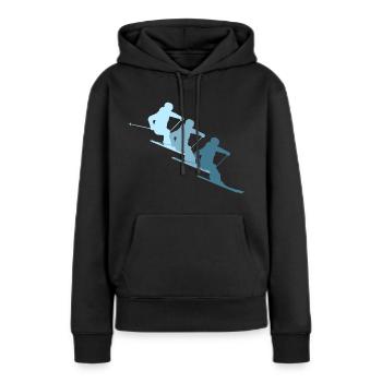 Skifahrer blau/Ski - Frauen Premium Bio Hoodie - Schwarz - Vorne - Julia (174cm)