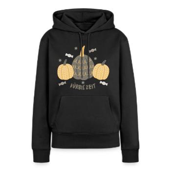Kürbis Zeit - Frauen Premium Bio Hoodie - Schwarz - Vorne - Julia (174cm)