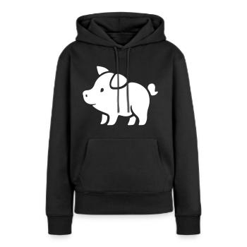 Schweinchen Sau Eber - Frauen Premium Bio Hoodie - Schwarz - Vorne - Julia (174cm)