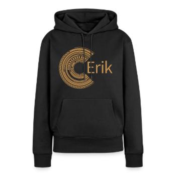 Für Erik - Frauen Premium Bio Hoodie - Schwarz - Vorne - Julia (174cm)