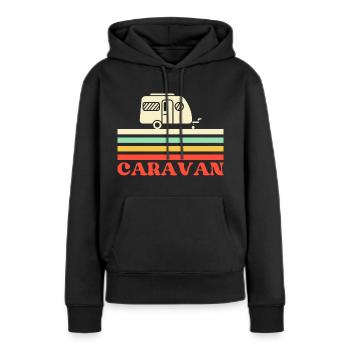 Wohnwagen im Retro-Design - Frauen Premium Bio Hoodie - Schwarz - Vorne - Julia (174cm)