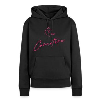 Miss caractère - Sweat à capuche Premium bio Femme - noir - Devant - Julia (174cm)