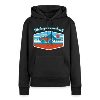 Spur - Frauen Premium Bio Hoodie - Schwarz - Vorne - Julia (174cm)