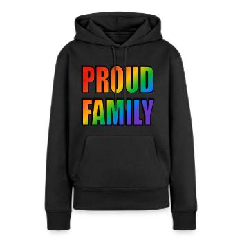 Famille fière - Sweat à capuche Premium bio Femme - noir - Devant - Julia (174cm)