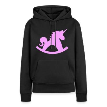 Licorne Cheval à bascule - Sweat à capuche Premium bio Femme - noir - Devant - Julia (174cm)