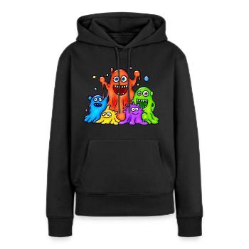Monstres visqueux colorés - Sweat à capuche Premium bio Femme - noir - Devant - Julia (174cm)
