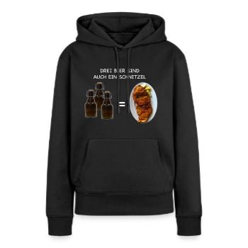 3 BIÈRE, c’est aussi boire une escalope - Sweat à capuche Premium bio Femme - noir - Devant - Julia (174cm)