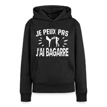 je peux pas j'ai bagarre - Sweat à capuche Premium bio Femme - noir - Devant - Julia (174cm)