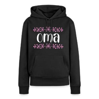 Oma Blüten Verzierung - Frauen Premium Bio Hoodie - Schwarz - Vorne - Julia (174cm)