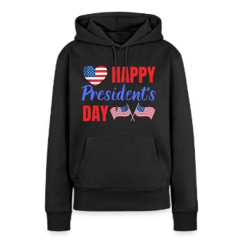 Bonne fête du président - Sweat à capuche Premium bio Femme - noir - Devant - Julia (174cm)