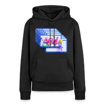 404 error code, 3d - Women’s Premium Organic Hoodie - black - Front - Julia (174cm)