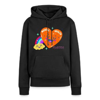 Mental health matter - Sweat à capuche Premium bio Femme - noir - Devant - Julia (174cm)