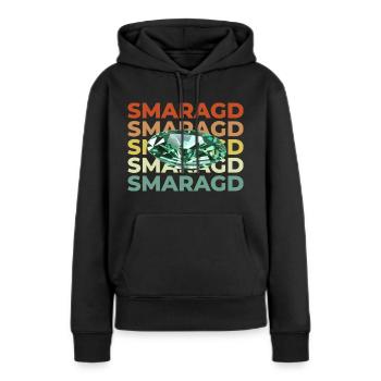 Smaragd Schriftzug mit Stein - Frauen Premium Bio Hoodie - Schwarz - Vorne - Julia (174cm)