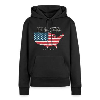 Nous, le peuple - Constitution des pères fondateurs - Sweat à capuche Premium bio Femme - noir - Devant - Julia (174cm)