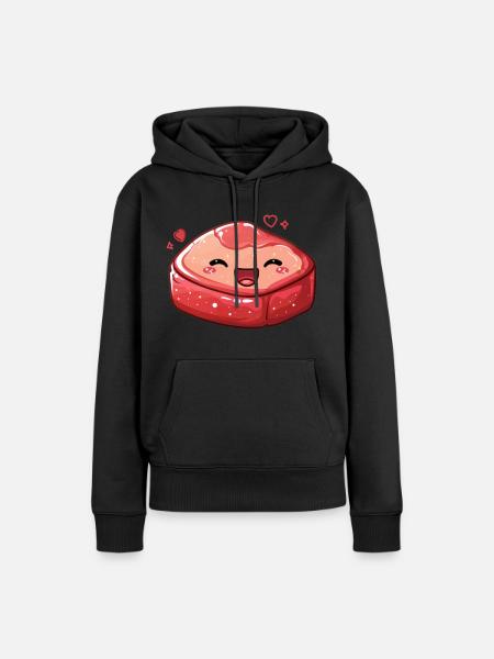 Süßes Steak mit Kulleraugen - Frauen Premium Bio Hoodie - Schwarz