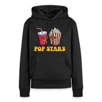 Pop Stars - Popcorn Lover Bouilloire Maïs soufflé - Sweat à capuche Premium bio Femme - noir - Devant - Julia (174cm)