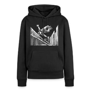 Freerunning jump in city - Women’s Premium Organic Hoodie - black - Front - Julia (174cm)
