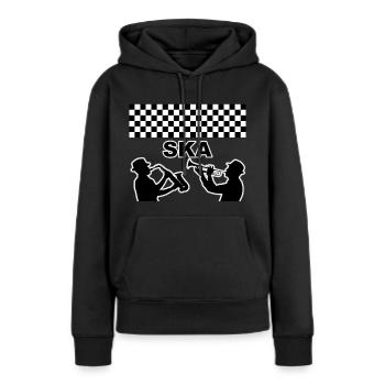 SKA REGGAE BRASS DESIGN - Frauen Premium Bio Hoodie - Schwarz - Vorne - Julia (174cm)